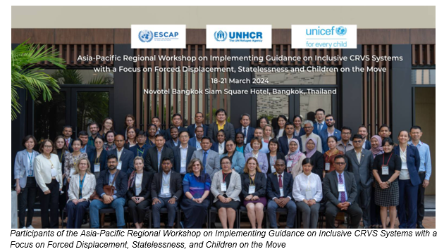 Participants of the Asia-Pacific Regional Workshop on Implementing Guidance on Inclusive CRVS Systems with a Focus on Forced Displacement, Statelessness, and Children on the Move
