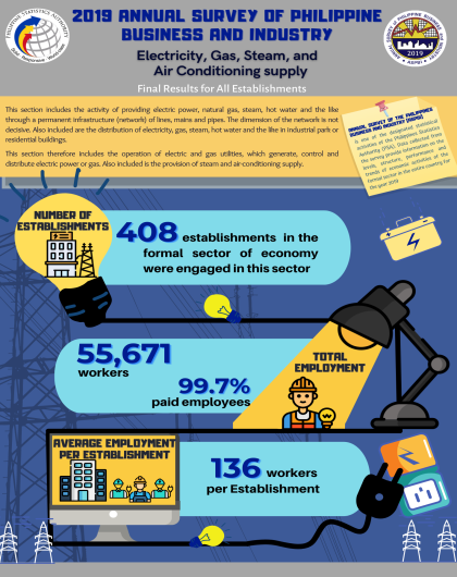 2019 Annual Survey of Philippine Business and Industry - Electricity, Gas, Steam and Air-conditioning Supply (Final Results)